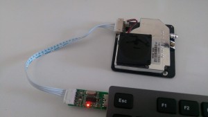 Nova SDS-011 fine particles laser sensor attached to the USB port